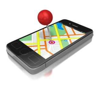 smartphone with map pin, gps act, us congress