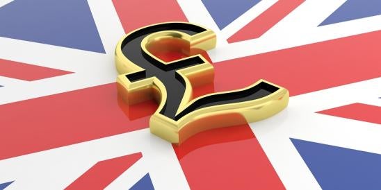 British pound on flag