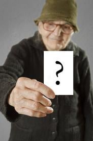 elderly man with question, tort reform