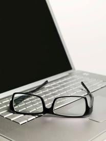glasses on computer
