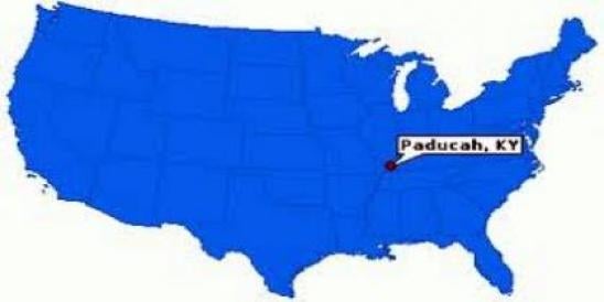 Paducah, KY on Map of US