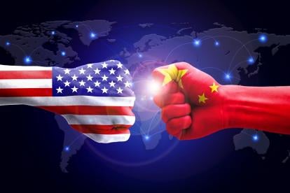 China & US colored Fists, trade concerns