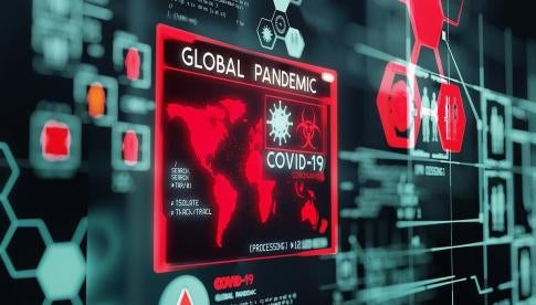 global pandeminc COVID-19 on the virtual wall map