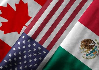 Canadian, American, Mexican Flags: NAFTA modernization USMCA