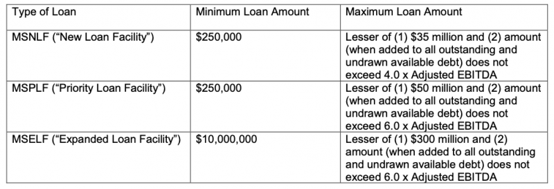 MSLP Loan Facility 