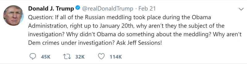Trump Tweet why didnt Sessions go after Obama