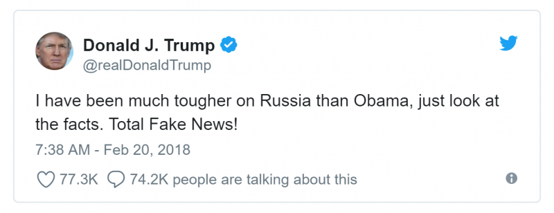 Trump Tweet Im tougher on Russia than Obama