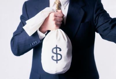 businessman with money bag, CFO, non-profit charity